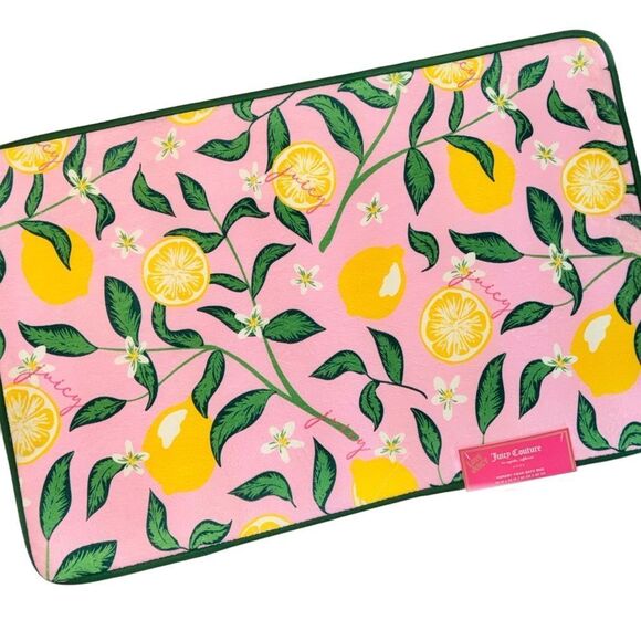 Juicy Couture Home Pink Lemon Floral Print Memory Foam Bath Mat Rug 20” x 32” - Picture 1 of 6